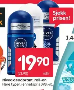Rusta Nivea deodorant, roll-on tilbud