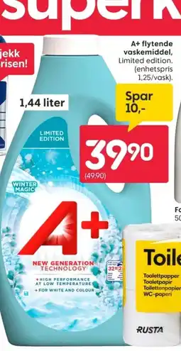 Rusta A+ flytende vaskemiddel tilbud