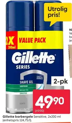 Rusta Gillette barbergele Sensitive tilbud