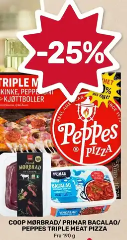 Coop Marked Coop mørbrad/primar bacalao/ peppes triple meat pizza fra tilbud