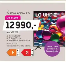 ELON Lg tv 86" 86ua75006la tv tilbud