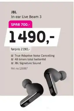 ELON JBL In-ear Live Beam 3 tilbud