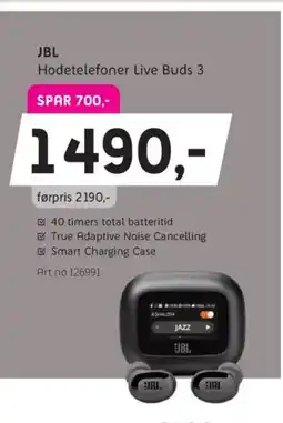 ELON JBL Hodetelefoner Live Buds 3 tilbud