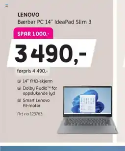 ELON Lenovo Bærbar PC 14" IdeaPad Slim 3 tilbud