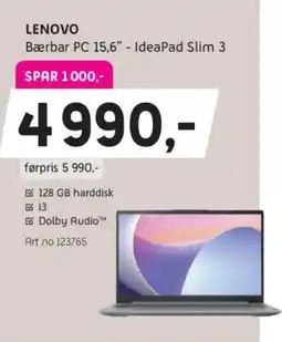 ELON LENOVO Bærbar PC 15,6" - IdeaPad Slim 3 tilbud