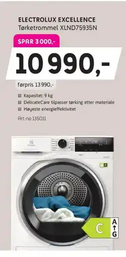 ELON Electrolux excellence tørketrommel xlnd75935n tilbud