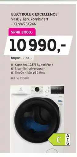 ELON Electrolux excellence vask / tørk kombinert -xlnw76x24n tilbud