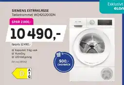 ELON Siemens extraklasse tørketrommel wq42g200dn tilbud