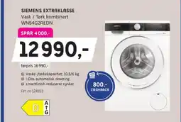 ELON Siemens extraklasse vask / tørk kombinert wn54g2aedn tilbud