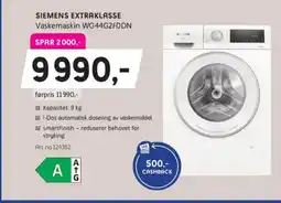 ELON Siemens extraklasse vaskemaskin wg44g2f0dn tilbud