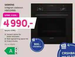 ELON Siemens integrert stekeovn hb013fbb1 tilbud