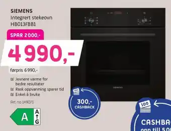 ELON Siemens integrert stekeovn hb013fbb1 tilbud