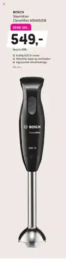 ELON Bosch stavmikser clevermixx msm2620b tilbud