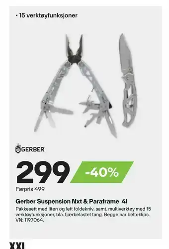 XXL Sport Gerber Suspension Nxt & Paraframe 4l tilbud