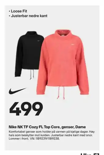 XXL Sport Nike NK TF Cozy FL Top Core, genser, Dame tilbud