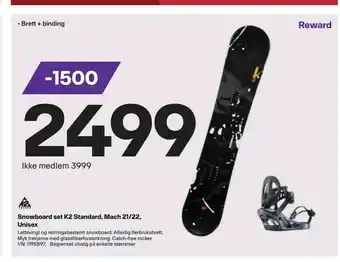 XXL Sport Snowboard set K2 Standard, Mach 21/22, Unisex tilbud