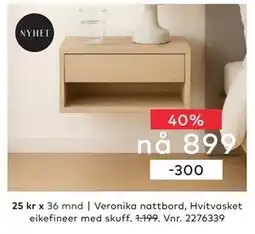 Skeidar Veronika nattbord, NOK 899 tilbud