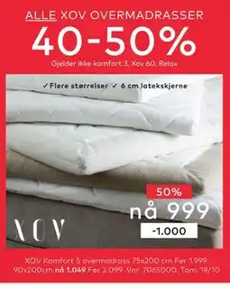 Skeidar XOV Komfort 5 overmadrass tilbud