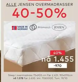 Skeidar Sleep I overmadrass tilbud