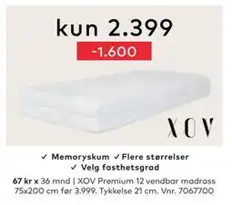 Skeidar XOV Premium 12 vendbar madrass 75x200 cm, NOK 2399 tilbud