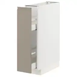 IKEA Metod / maximera Benkeskap m utrb innr, hvit/upplöv matt mørk beige, 20x60 cm tilbud
