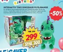Extra Leker INTERAKTIV TINO DINOSAUR PLYSJBAMSE, NOK 299 tilbud
