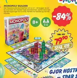 Extra Leker MONOPOLY BUILDER, NOK 79.9 tilbud