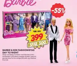 Extra Leker BARBIE & KEN FASHIONISTAS DAY TO NIGHT, NOK 399 tilbud