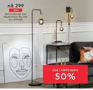 Skeidar Zeb bordlampe, NOK 299 tilbud