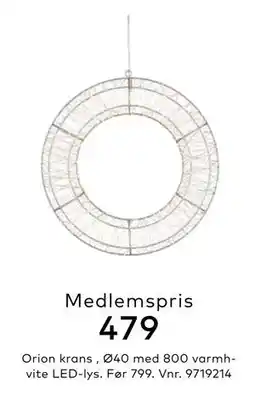 Skeidar Orion krans, Medlemspris tilbud