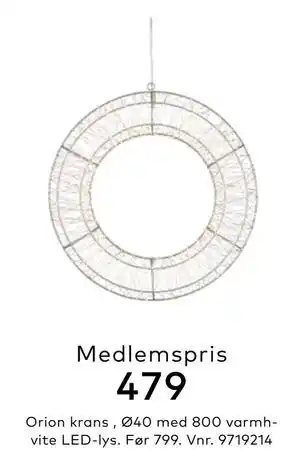 Skeidar Orion krans, Medlemspris tilbud