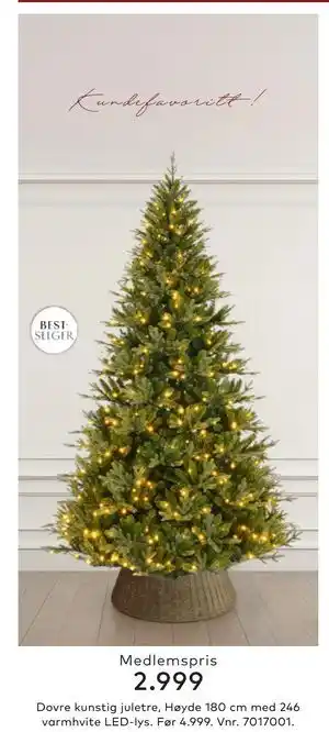 Skeidar Dovre kunstig juletre,, Medlemspris tilbud