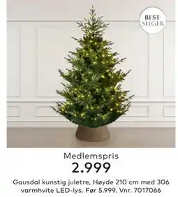 Skeidar Gausdal kunstig juletre,, Medlemspris tilbud