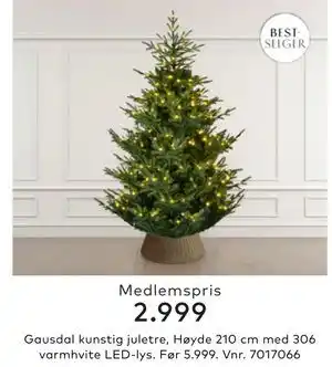 Skeidar Gausdal kunstig juletre,, Medlemspris tilbud