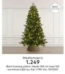 Skeidar Bjorli kunstig juletre,, Medlemspris tilbud