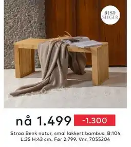 Skeidar Straa Benk natur, NOK 1499 tilbud