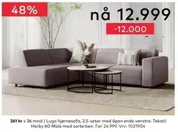 Skeidar Lugo hjørnesofa,, NOK 12999 tilbud