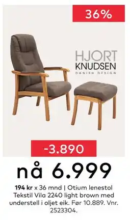Skeidar Otium lenestol Tekstil, NOK 6999 tilbud