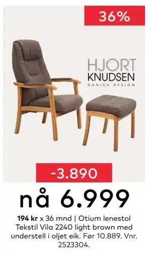 Skeidar Otium lenestol Tekstil, NOK 6999 tilbud