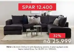 Skeidar Chillux U-sofa, NOK 25999 tilbud
