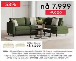Skeidar Tempo hjørnesofa Oppsett 11R,, NOK 7999 tilbud
