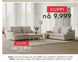 Skeidar 3-seter, NOK 9999 tilbud