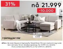 Skeidar Square U-hjørnesofa, NOK 21999 tilbud
