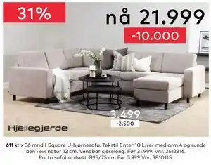 Skeidar Square U-hjørnesofa, NOK 21999 tilbud