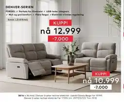 Skeidar Denver 2-seter recliner, NOK 10999 tilbud