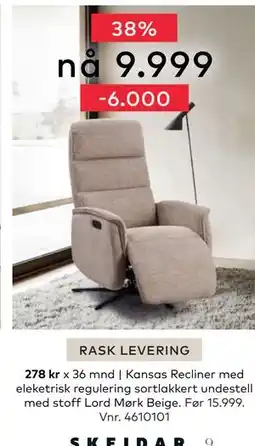 Skeidar Kansas Recliner, NOK 9999 tilbud