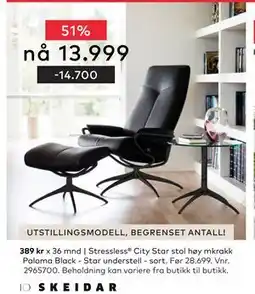 Skeidar Stressless City Star stol, NOK 13999 tilbud