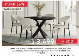 Skeidar Luke spisebord, NOK 3499 tilbud