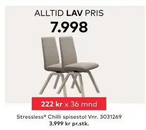 Skeidar Stressless Chilli spisestol, NOK 7998 tilbud