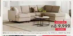 Skeidar Oslo U-sofa, NOK 9999 tilbud